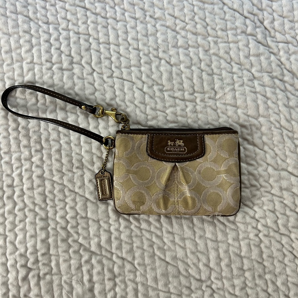 Coach Beige Wristlet